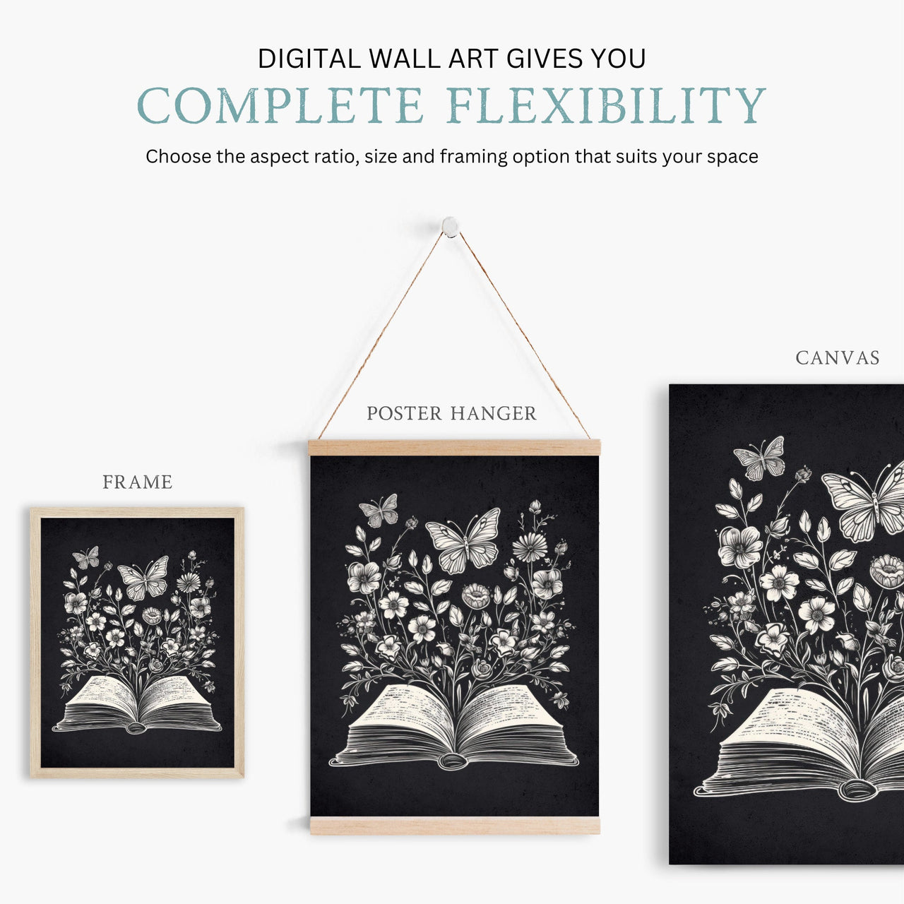 Book and Flower Print – Literary Reading Nook Wall Art