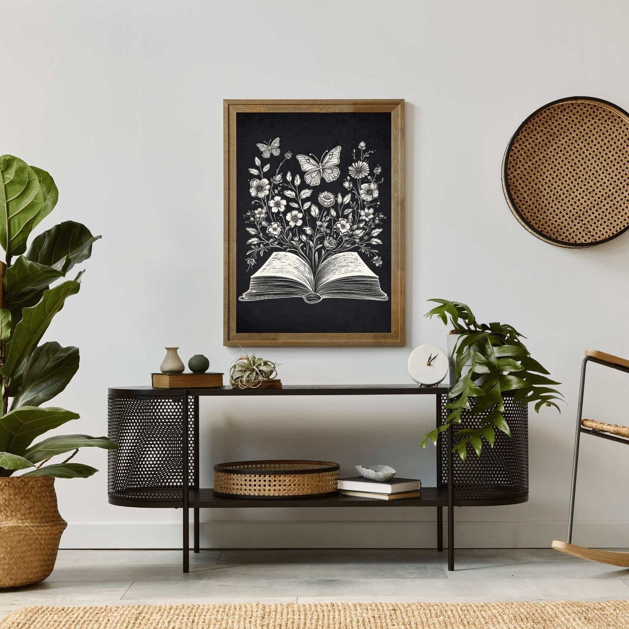 Book and Flower Print – Literary Reading Nook Wall Art