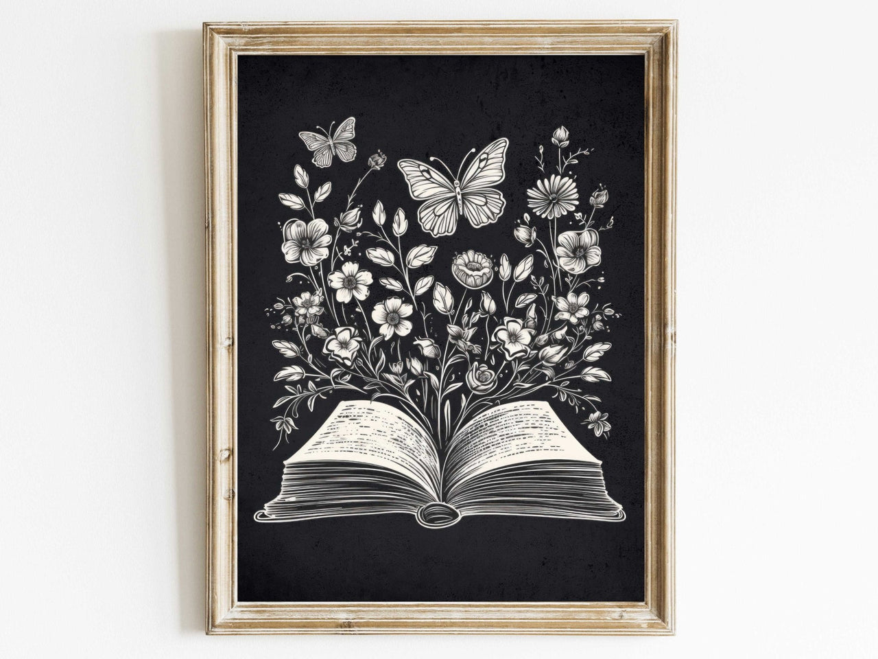 Book and Flower Print – Literary Reading Nook Wall Art