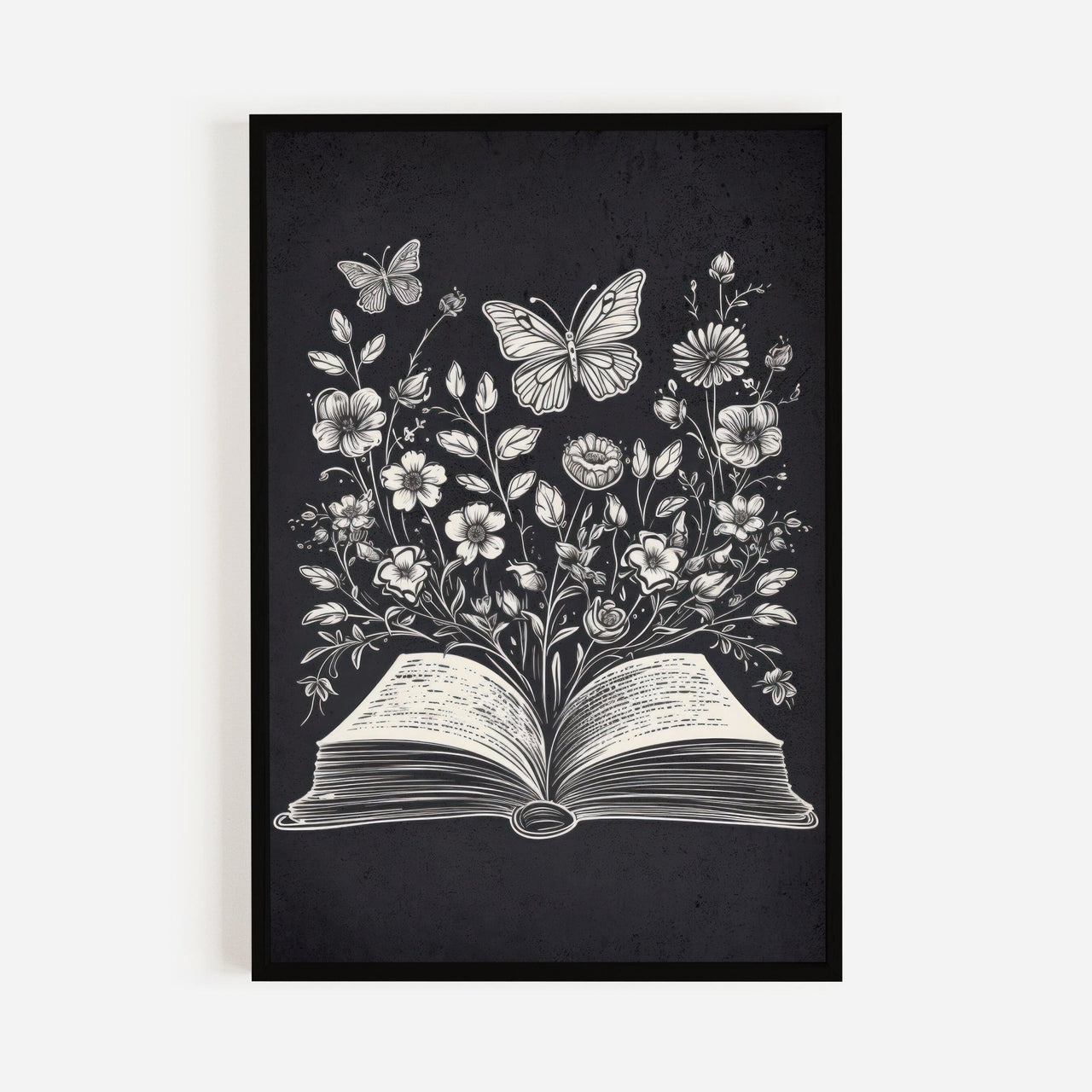 Book and Flower Print – Literary Reading Nook Wall Art