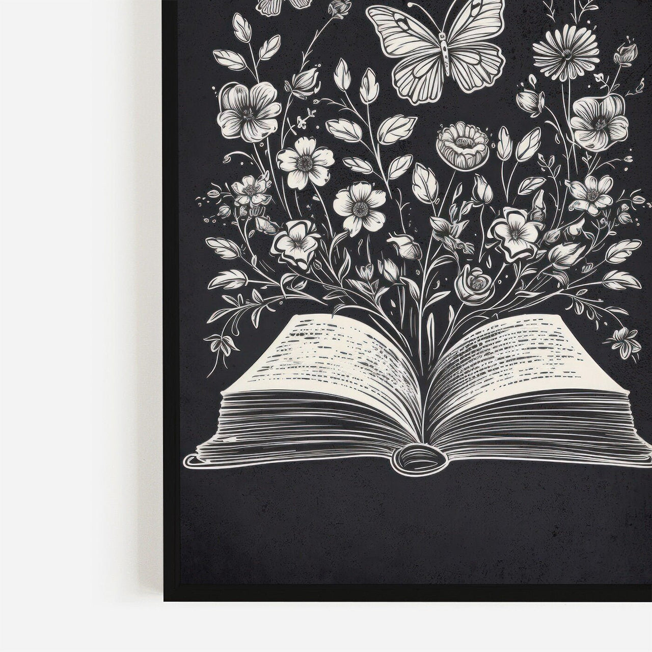 Book and Flower Print – Literary Reading Nook Wall Art