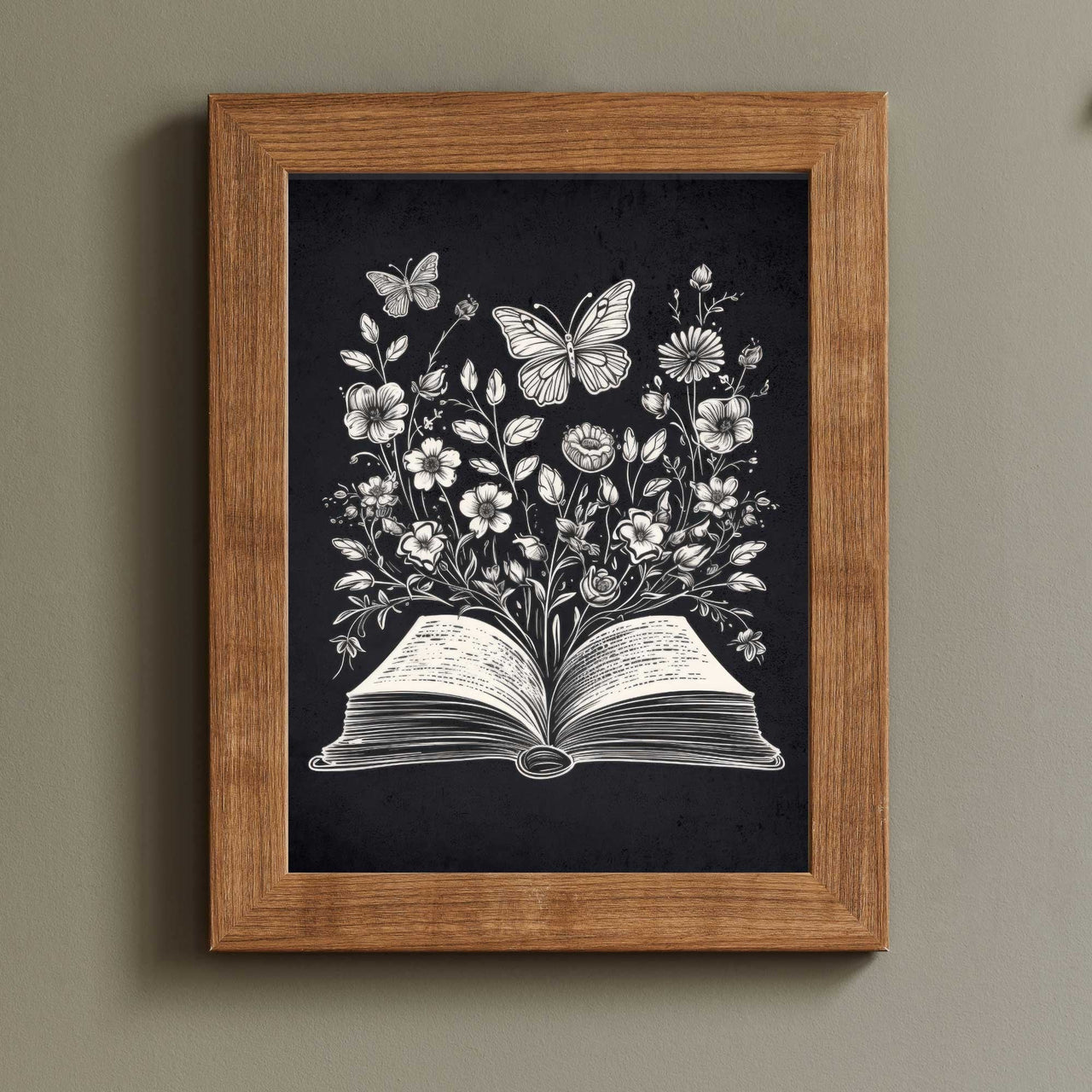 Book and Flower Print – Literary Reading Nook Wall Art