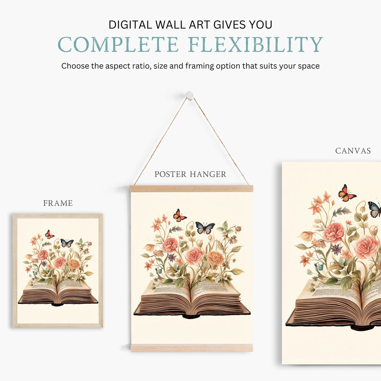 Butterfly Book Wall Art – Literary Girls Room Print