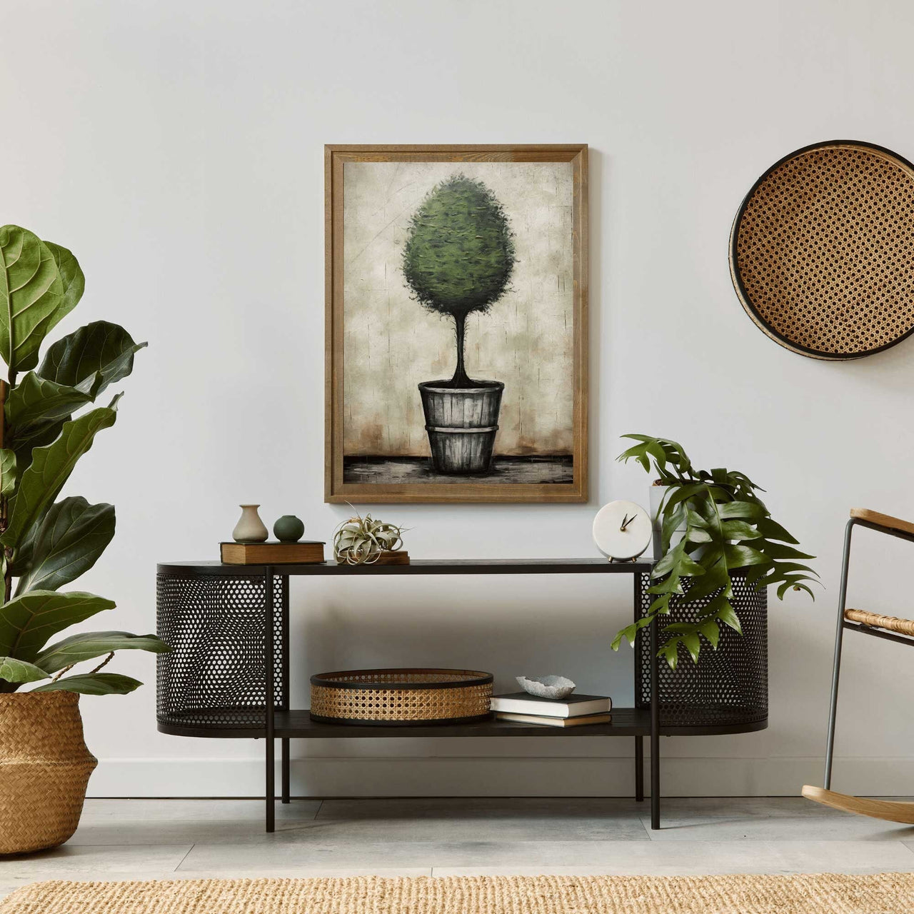 Topiary Tree Wall Art – Botanical Living Room Print