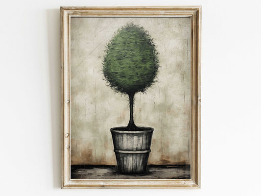 Topiary Tree Wall Art – Botanical Living Room Print