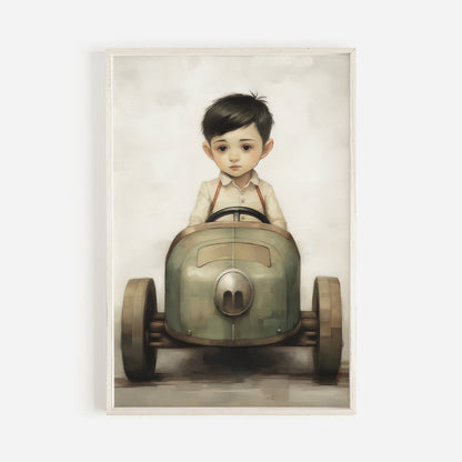 Vintage Boys Room Print, Car Nursery Decor, Unique Racing Vehicle Art - WildfieldPrints