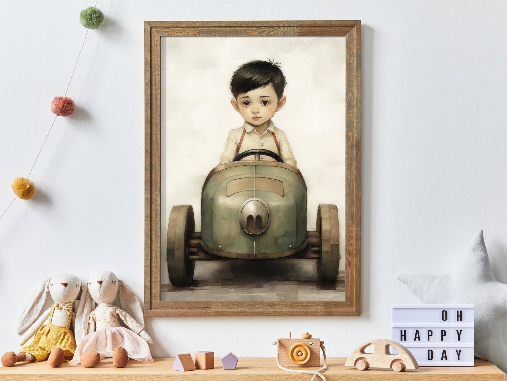 Vintage Boys Room Print, Car Nursery Decor, Unique Racing Vehicle Art - WildfieldPrints