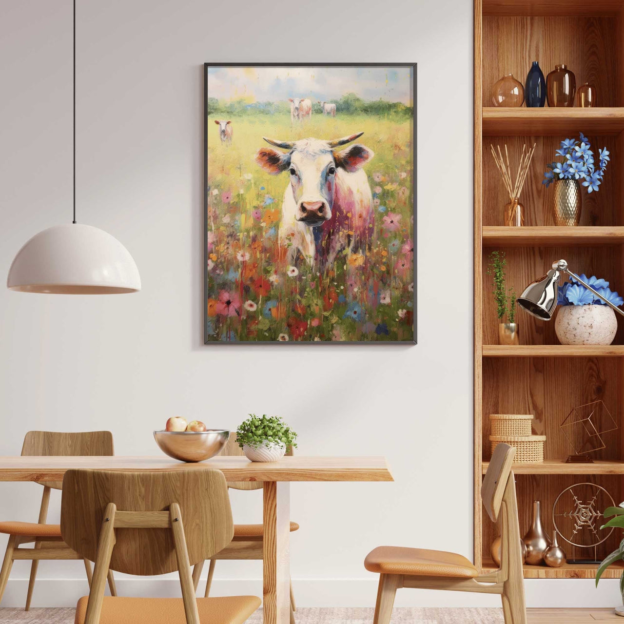 White Bull Cow Wall Art – Farm Girls Room Print