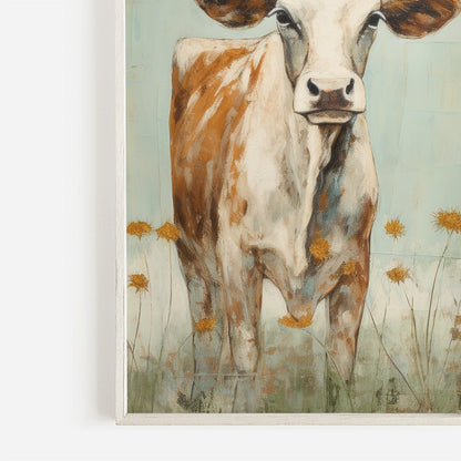 Vintage Bull Portrait, Whimsical Cow Wall Art, Rustic Farmhouse Decor - WildfieldPrints