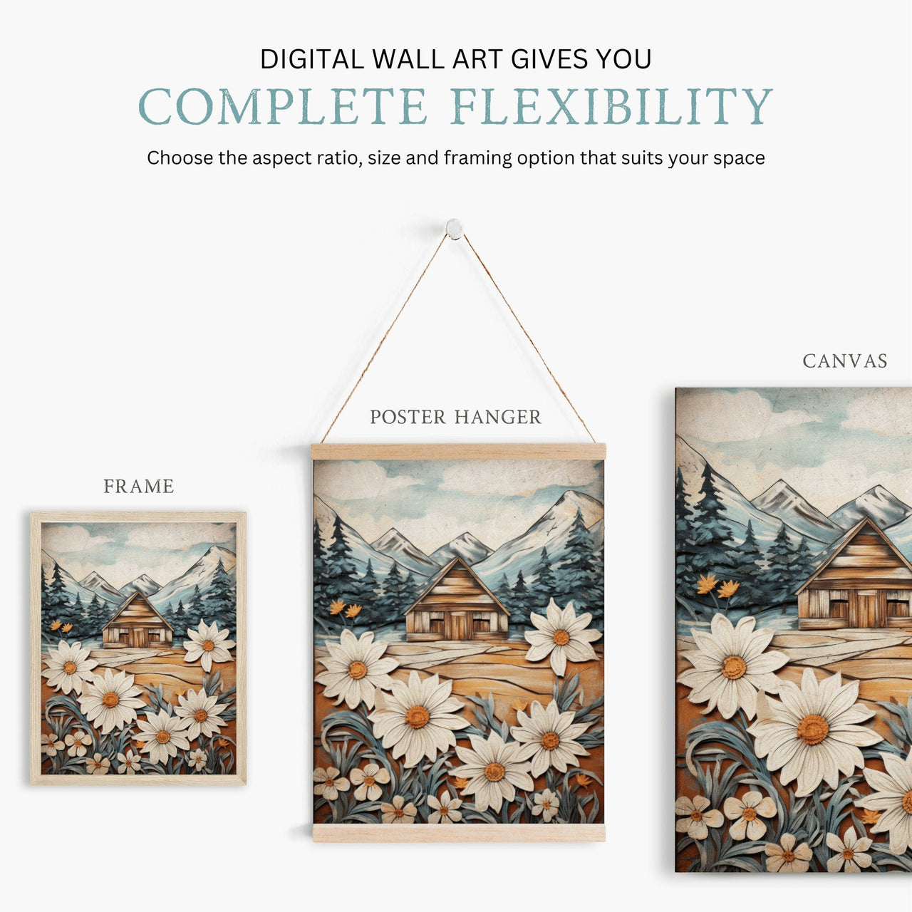 Vintage Cabin Wall Art – Rustic Living Room Print