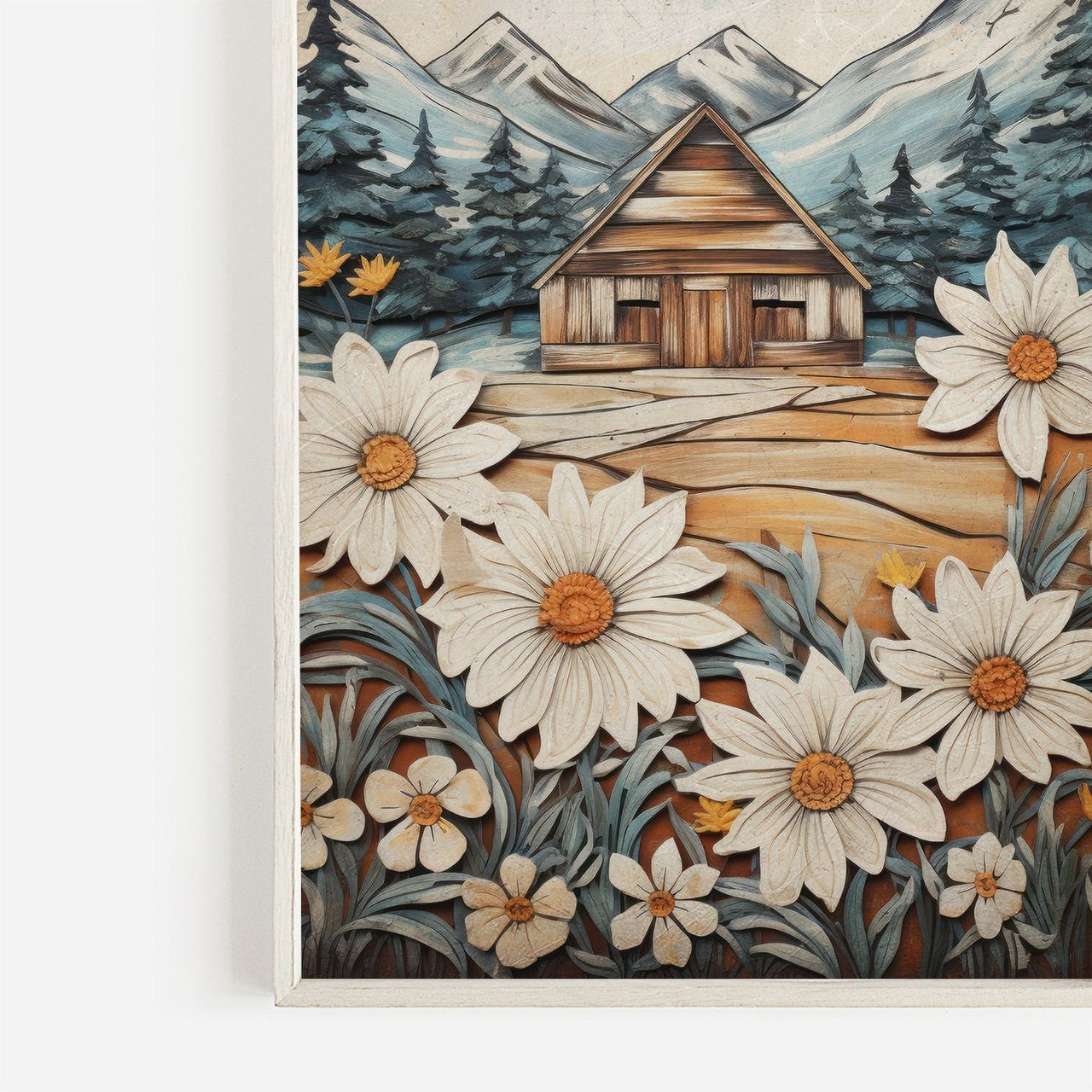 Vintage Cabin Wall Art – Rustic Living Room Print