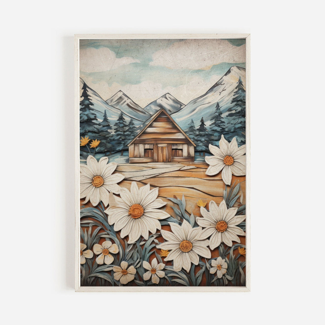 Vintage Cabin Wall Art – Rustic Living Room Print