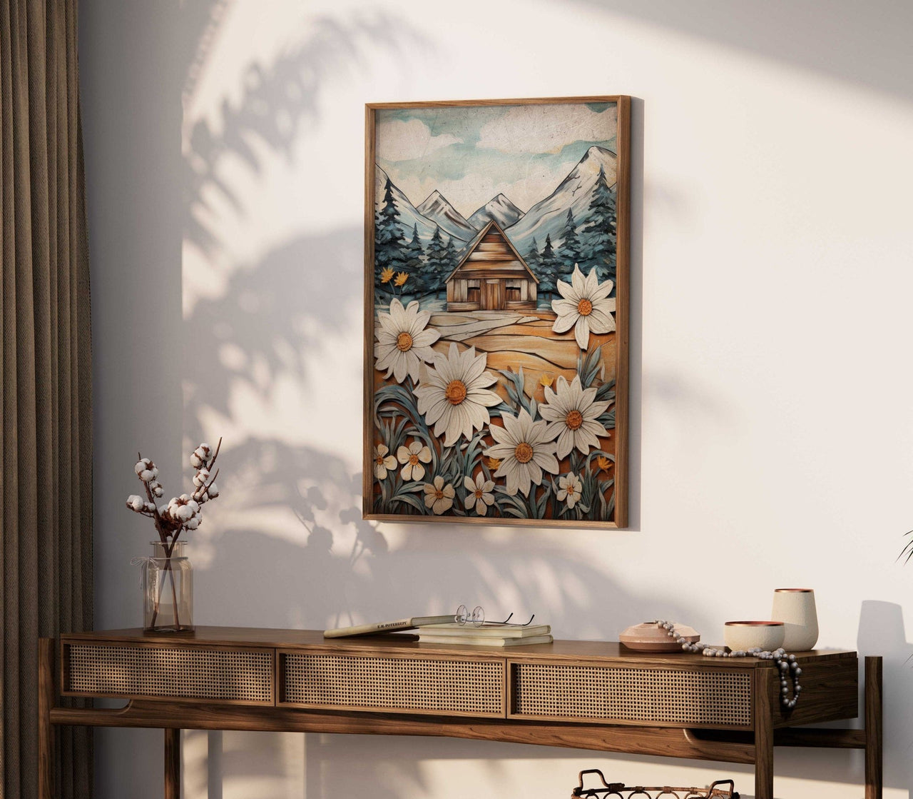 Vintage Cabin Wall Art – Rustic Living Room Print