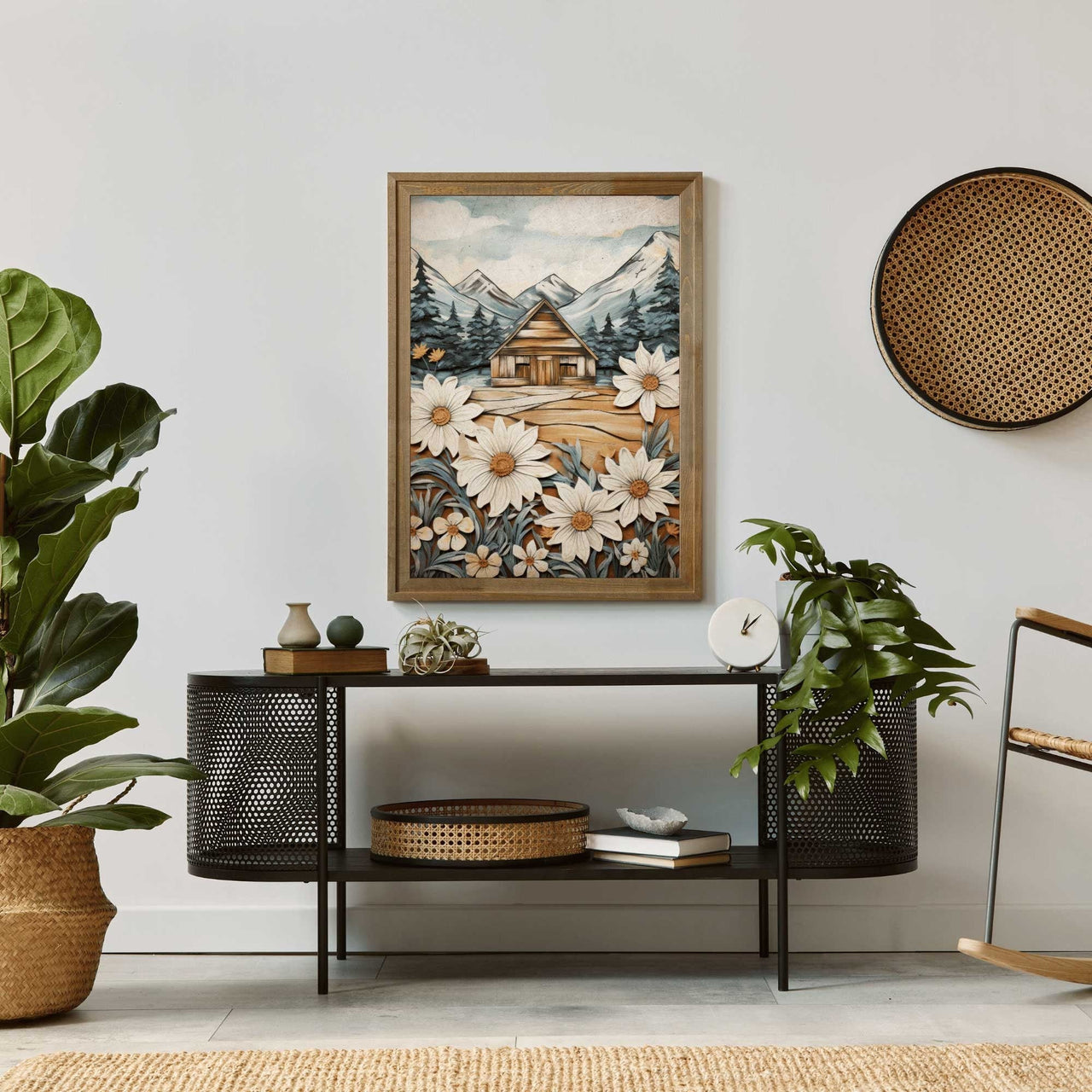Vintage Cabin Wall Art – Rustic Living Room Print