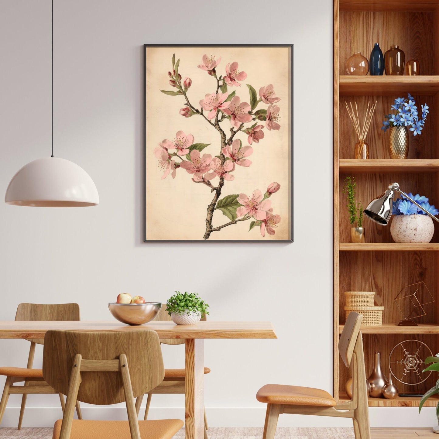 Vintage Cherry Blossom Wall Art, Pink Floral Decor, French Farmhouse Style - WildfieldPrints