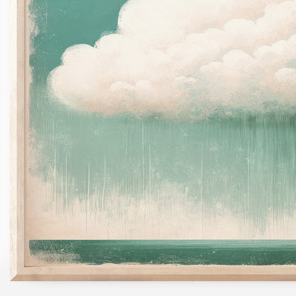 Vintage Cloud Print, Emerald Green Wall Art, Rustic Living Room Decor - WildfieldPrints