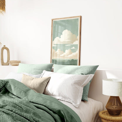 Vintage Cloud Print, Sage Green Wall Decor, Rustic Home Accent - WildfieldPrints