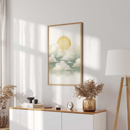 Vintage Cloud Print, Sunset Wall Decor, Rustic Home Accent - WildfieldPrints