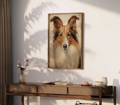 Vintage Collie Print, Rustic Dog Decor, Collie Portrait, Wall Art - WildfieldPrints