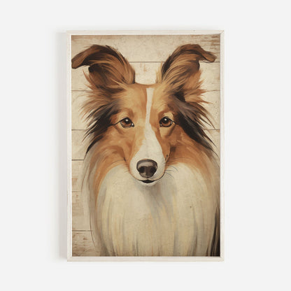 Vintage Collie Print, Rustic Dog Decor, Collie Portrait, Wall Art - WildfieldPrints