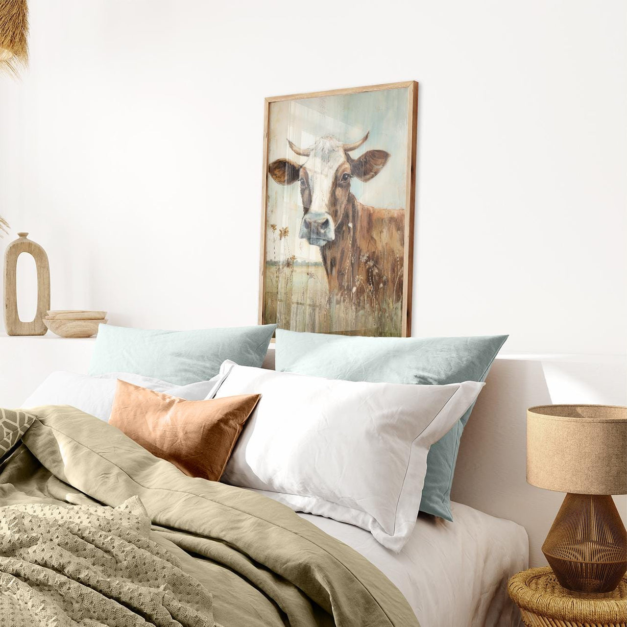 Vintage Bull Wall Art – Animal Nursery Print for Boys Room