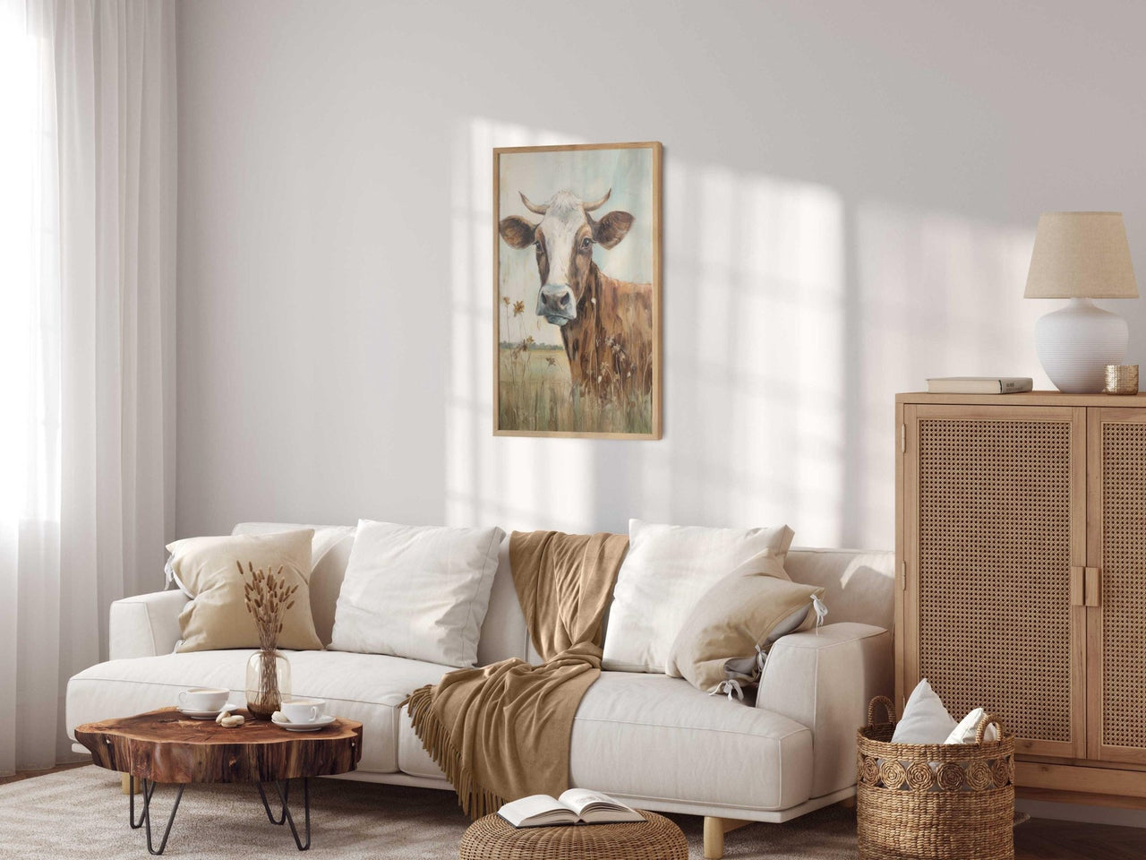 Vintage Bull Wall Art – Animal Nursery Print for Boys Room