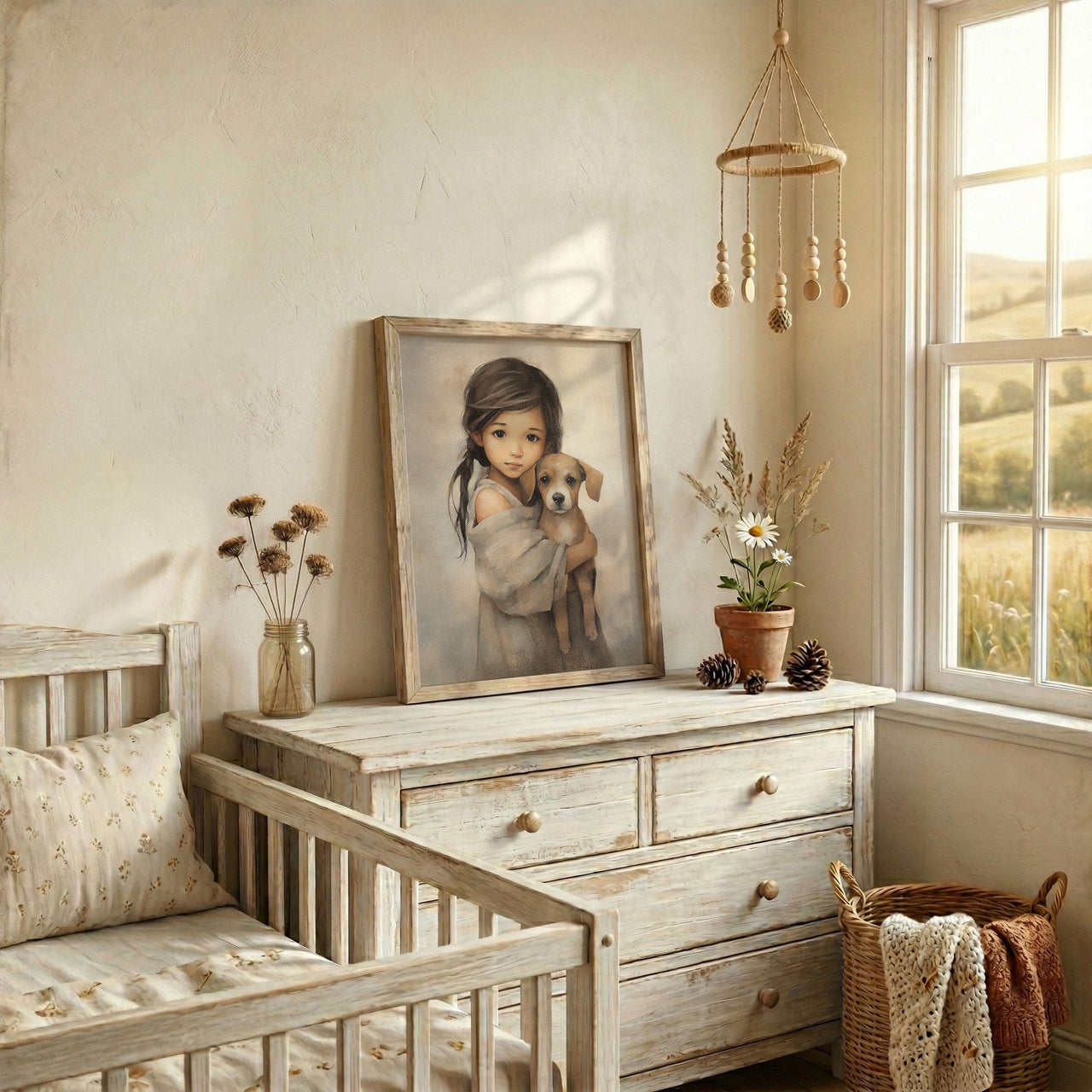 Vintage Dog Wall Art – Animal Nursery Print for Kids