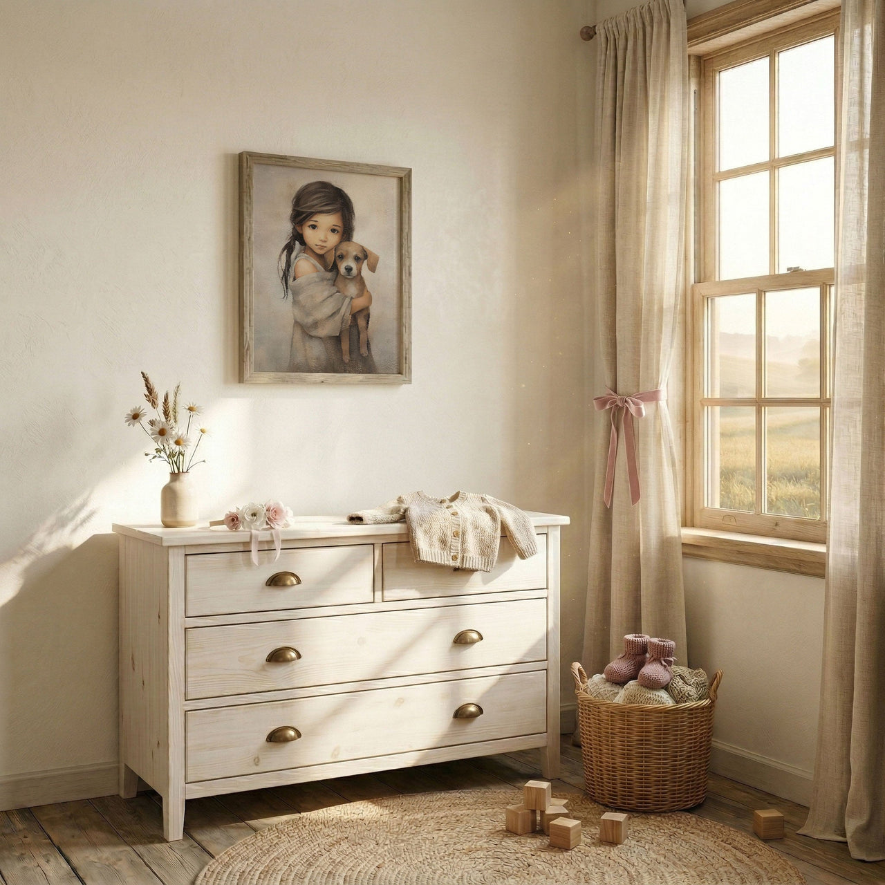 Vintage Dog Wall Art – Animal Nursery Print for Kids