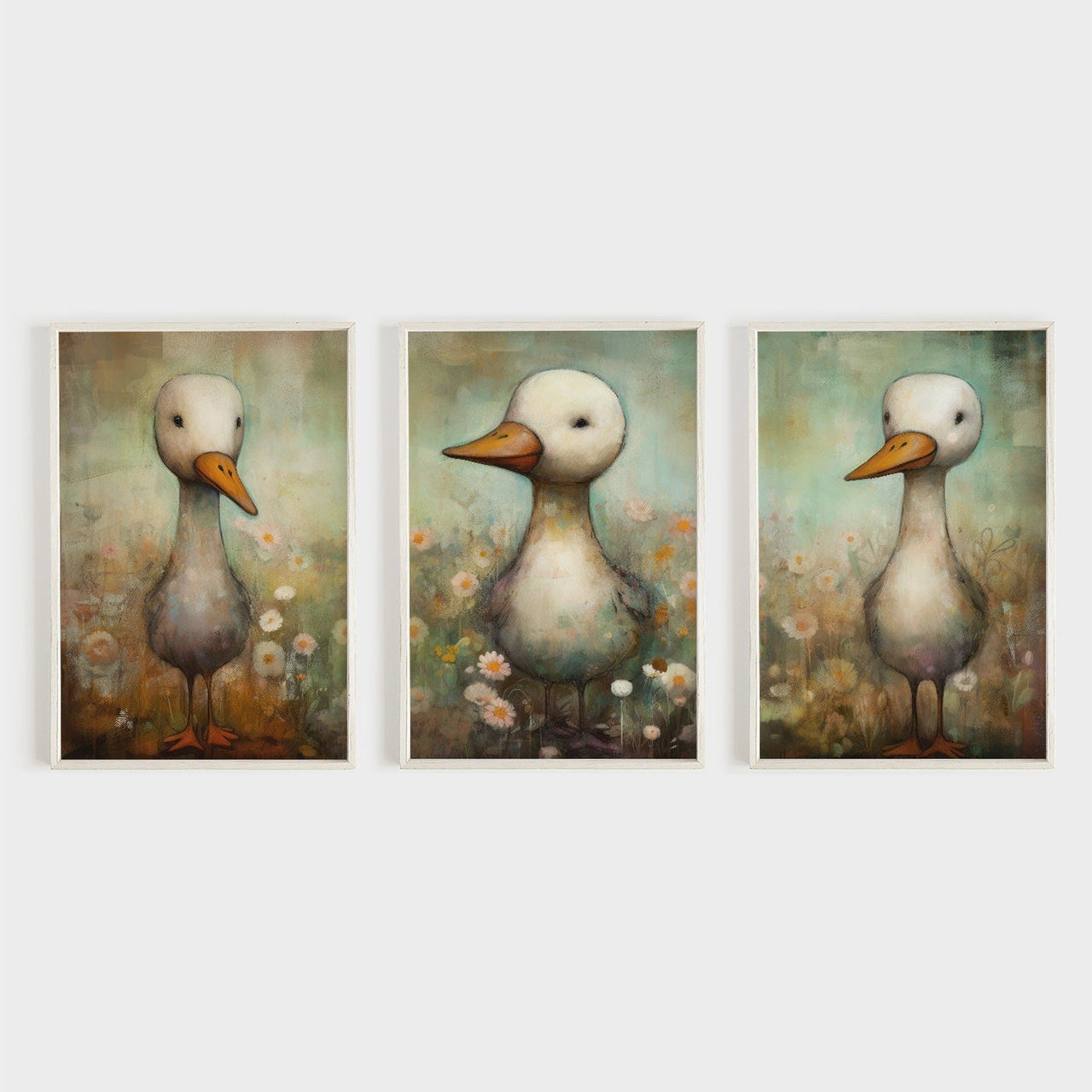 Quirky Geese Wall Art – Farm Nursery Print • Set of 3