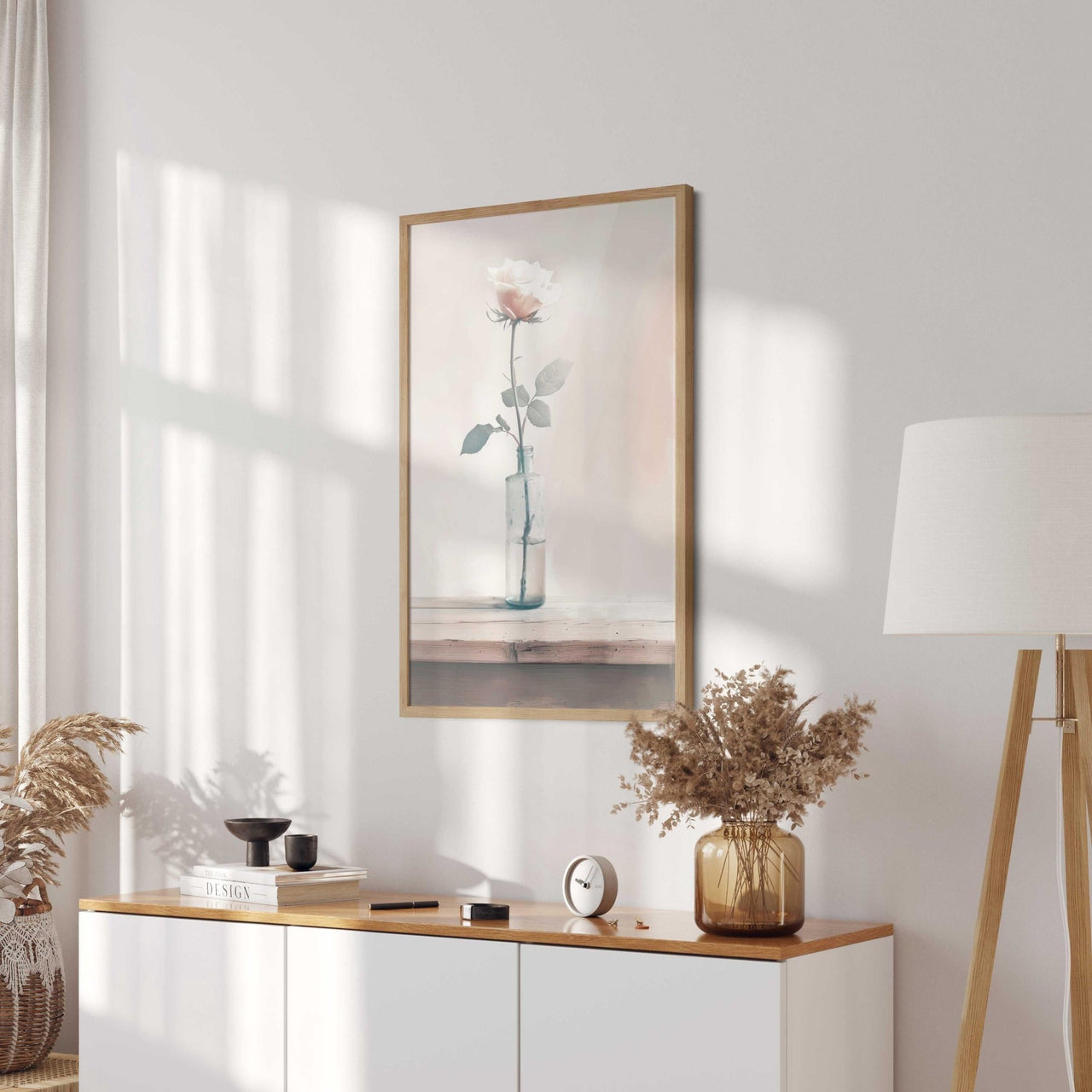 Pink Rose Wall Art – Floral Nursery Print