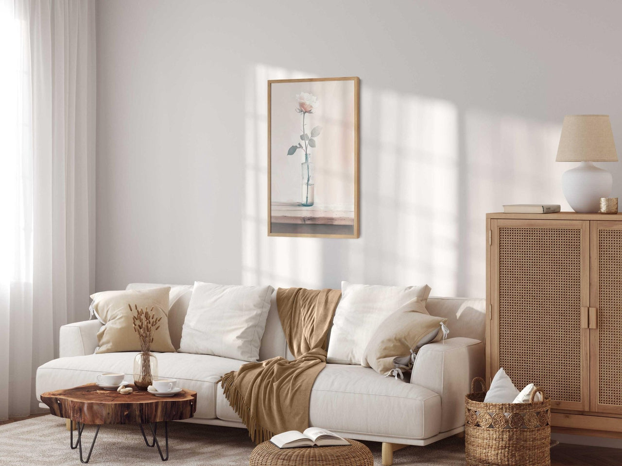 Pink Rose Wall Art – Floral Nursery Print