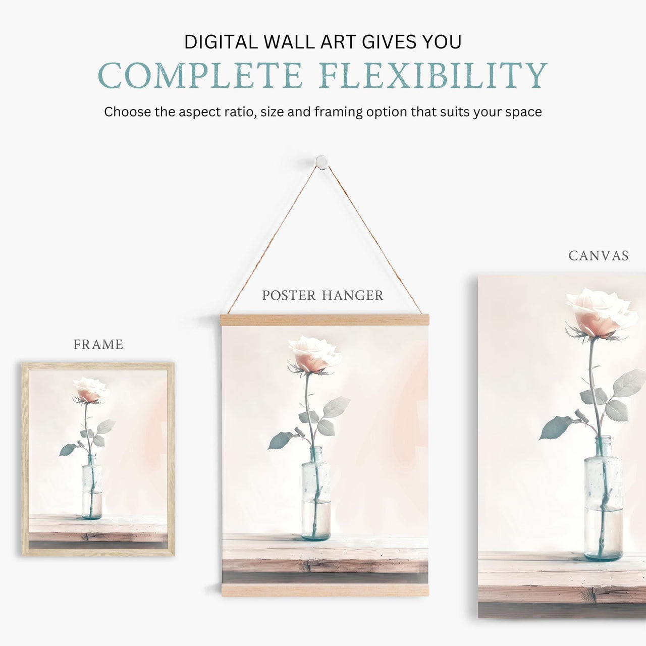 Pink Rose Wall Art – Floral Nursery Print