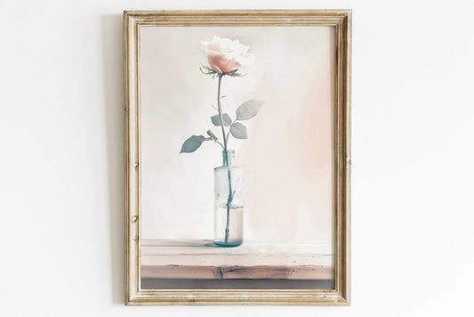 Vintage Floral Print, Pink Rose Wall Art, Country Style Decor - WildfieldPrints