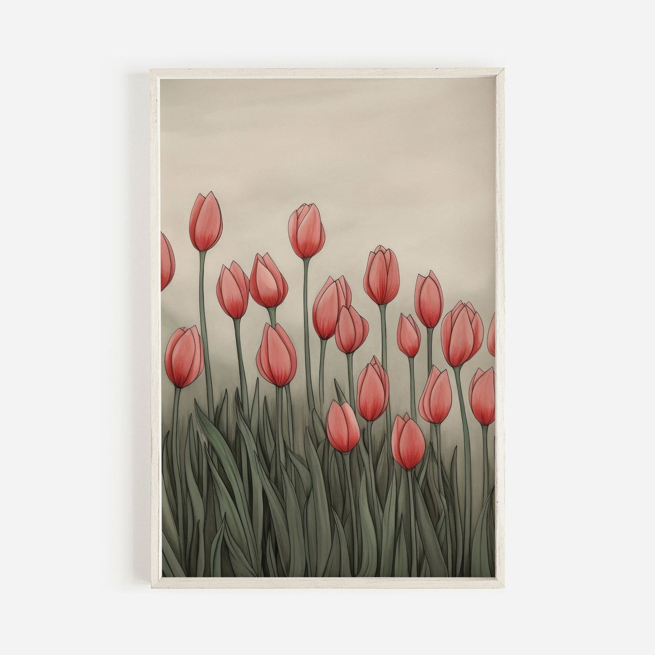 Red Tulip Wall Art – Floral Living Room Print