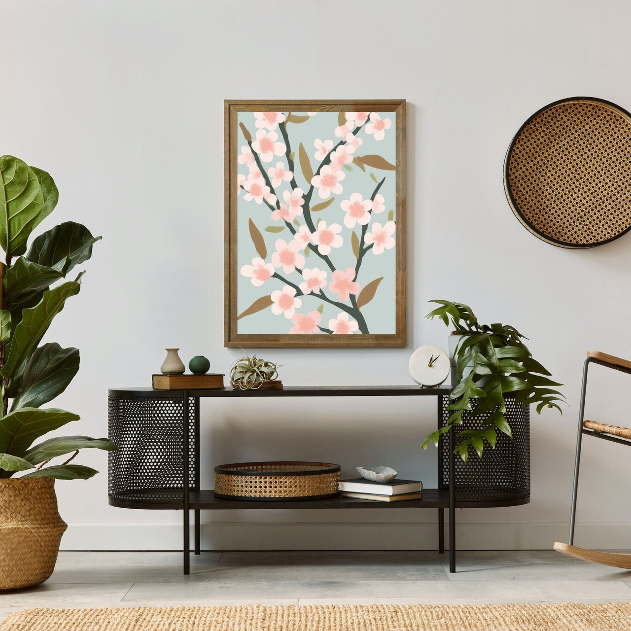 Cherry Blossom Print – Floral Living Room Wall Decor