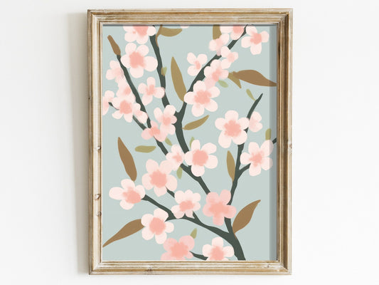 Cherry Blossom Print – Floral Living Room Wall Decor