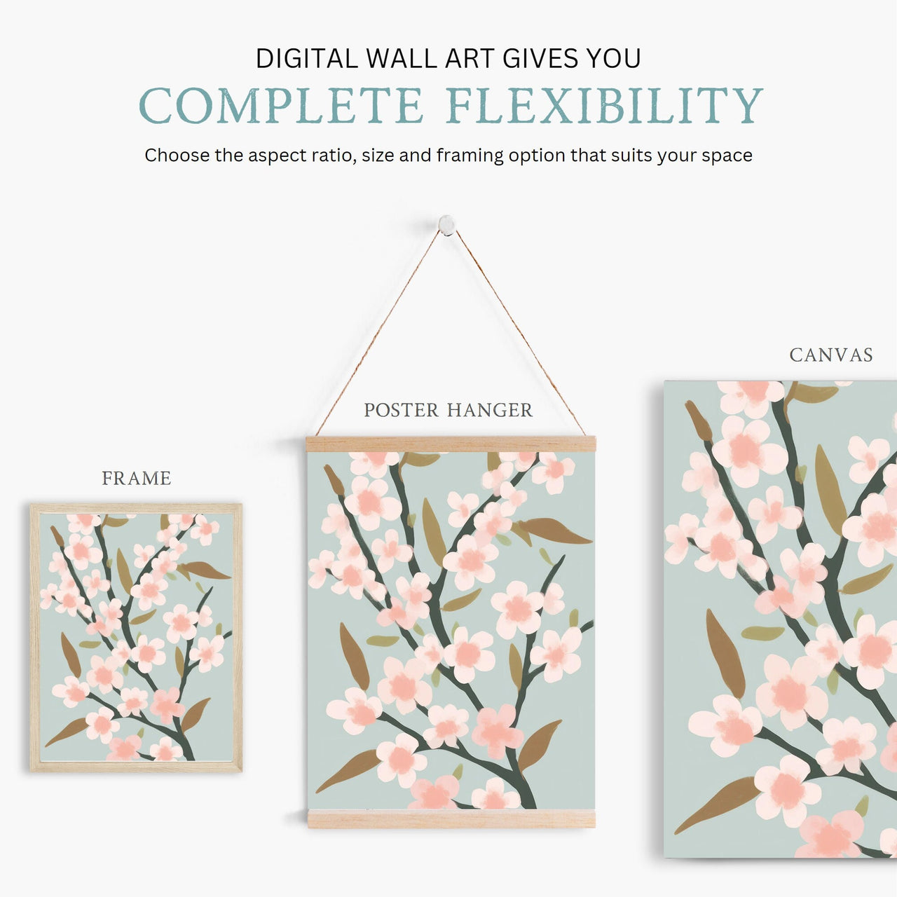 Cherry Blossom Print – Floral Living Room Wall Decor