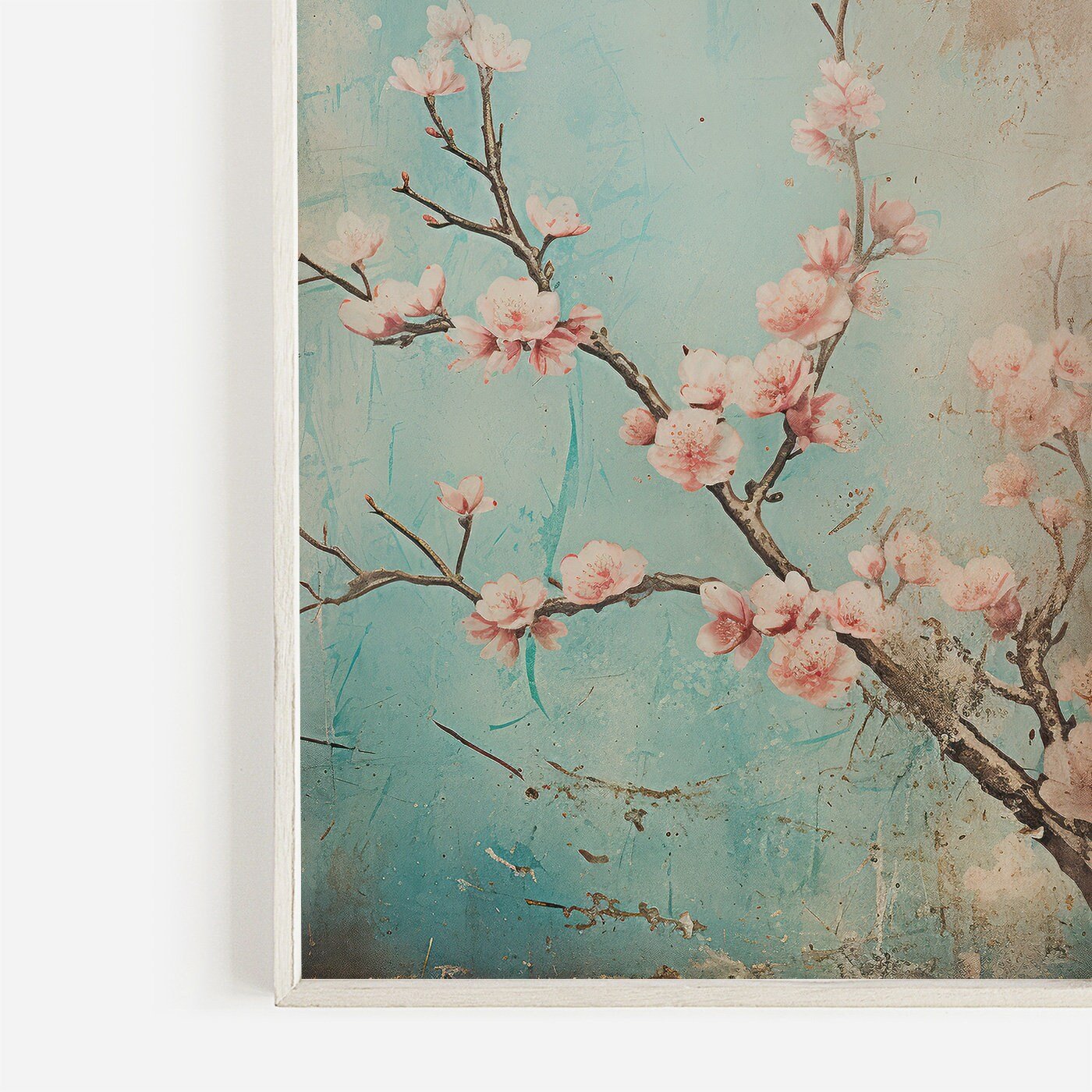 Vintage Floral Wall Art, Cherry Blossom Print, Rustic Home Decor - WildfieldPrints