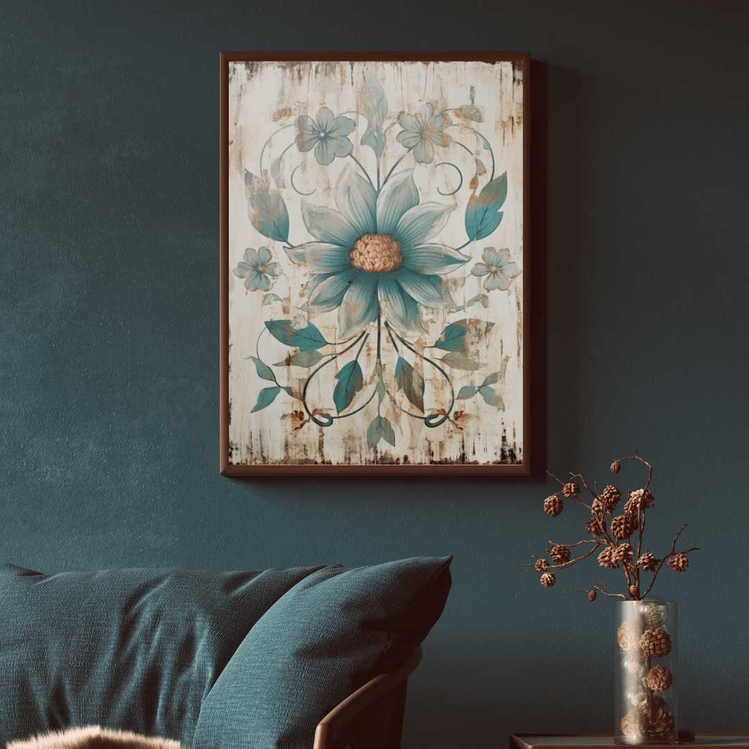 Ornamental Flower Print – Floral Bedroom Wall Decor