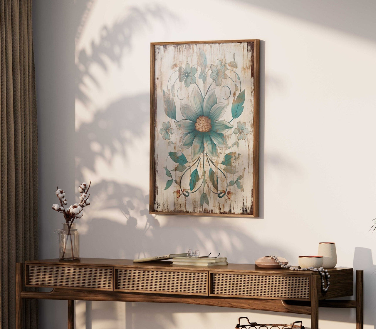 Ornamental Flower Print – Floral Bedroom Wall Decor