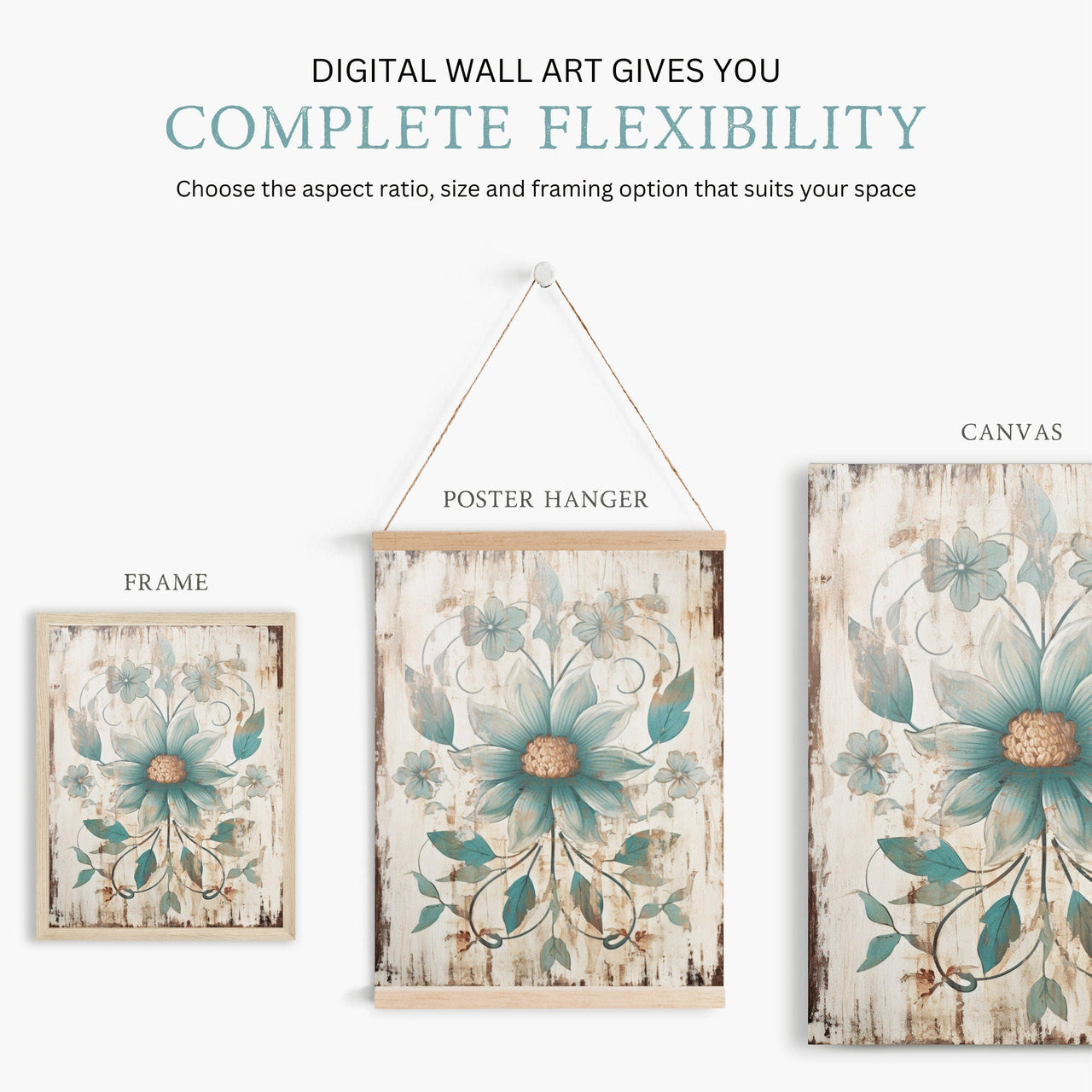 Ornamental Flower Print – Floral Bedroom Wall Decor