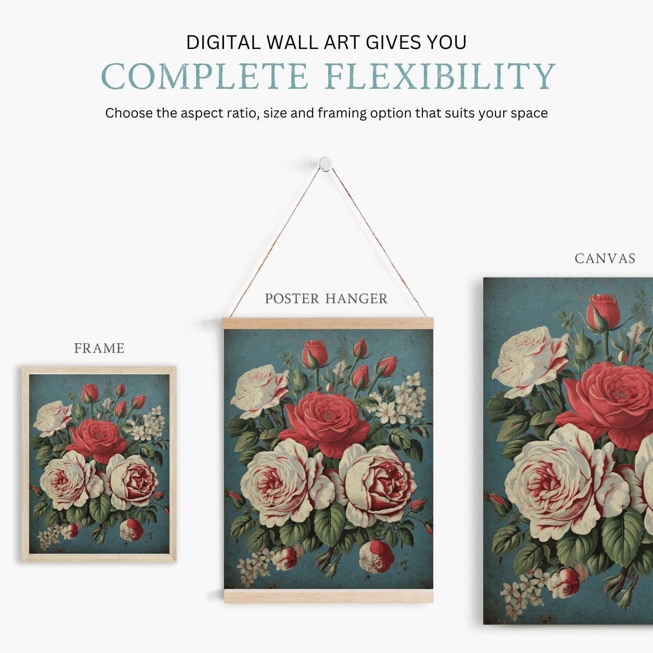 Rose Bouquet Print – Floral French Country Wall Decor