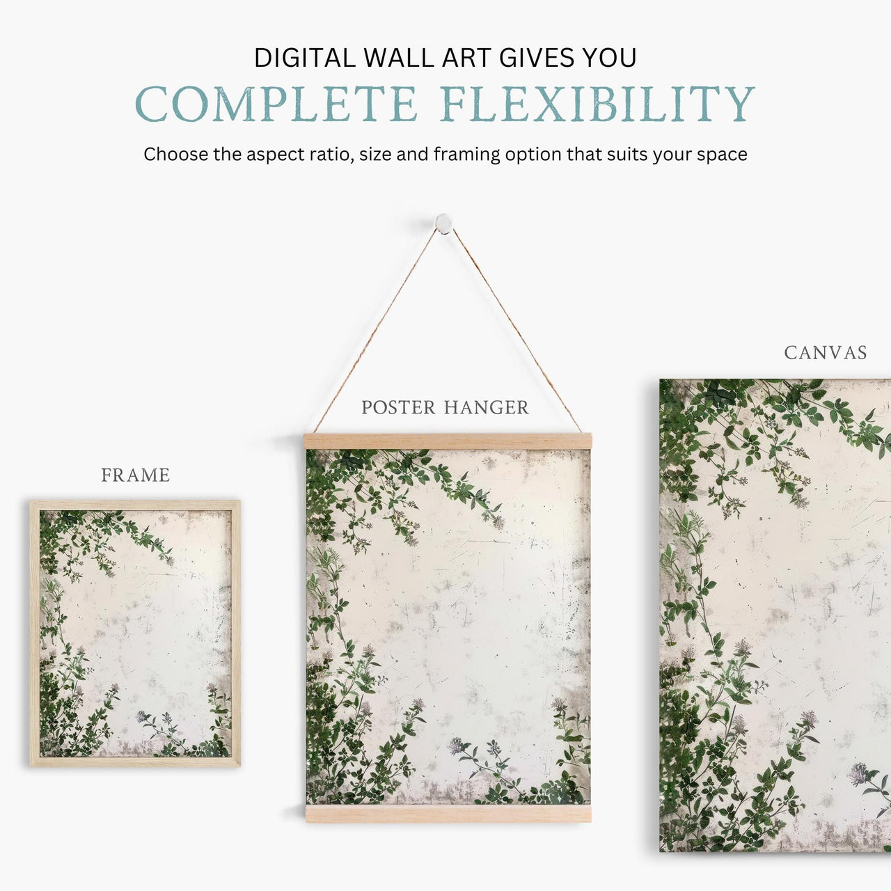 Green Floral Print – Botanical Nursery Wall Decor