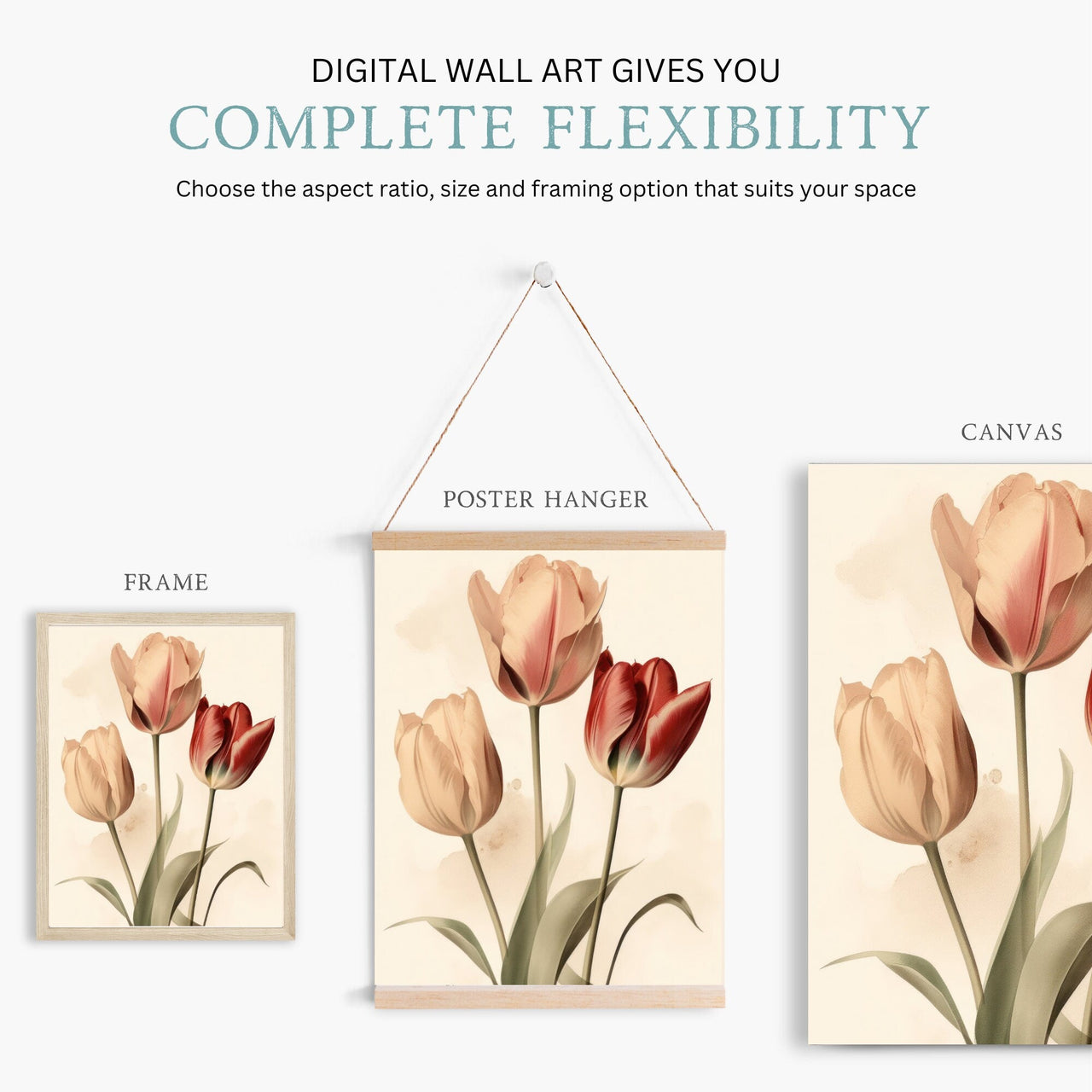 Tulip Bouquet Wall Art – Floral Living Room Print
