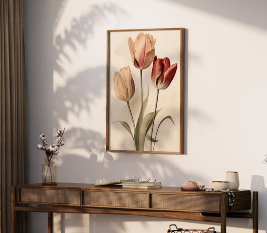 Tulip Bouquet Wall Art – Floral Living Room Print