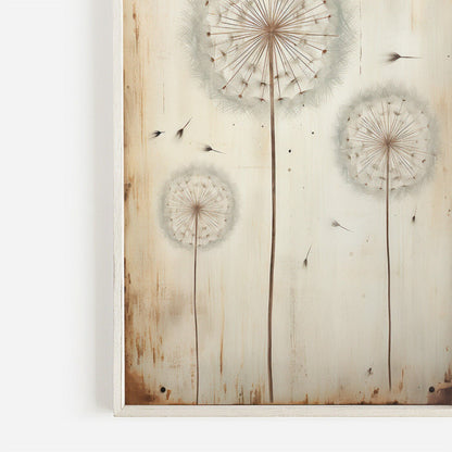 Vintage Flower Wall Art, Dandelion Print, Rustic Floral Decor - WildfieldPrints
