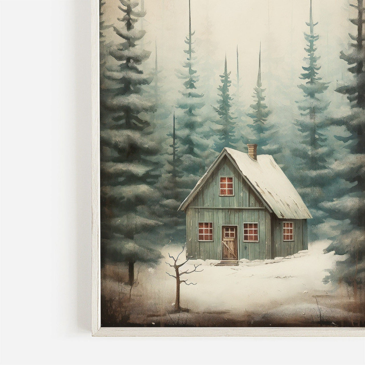Forest Cabin Wall Art – Nature Living Room Print