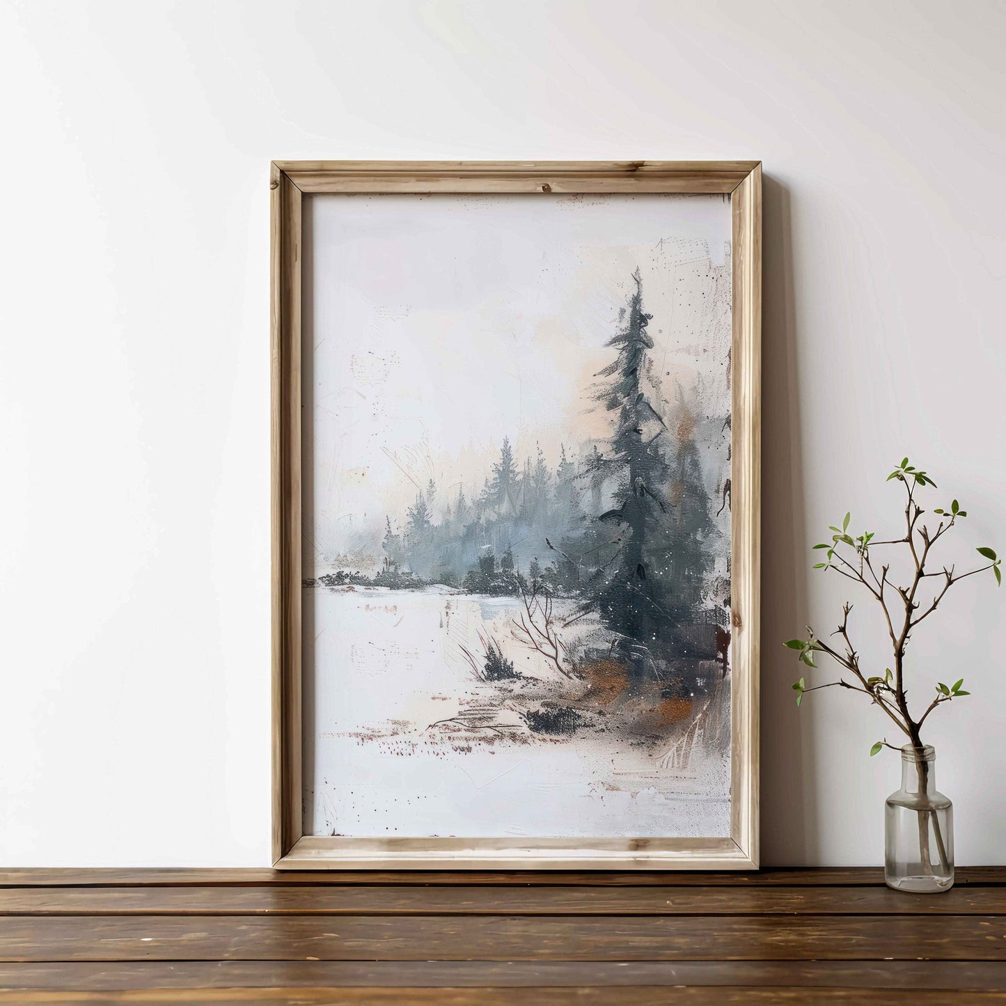 Vintage Forest Print, Autumn Landscape Wall Art, Rustic Decor - WildfieldPrints