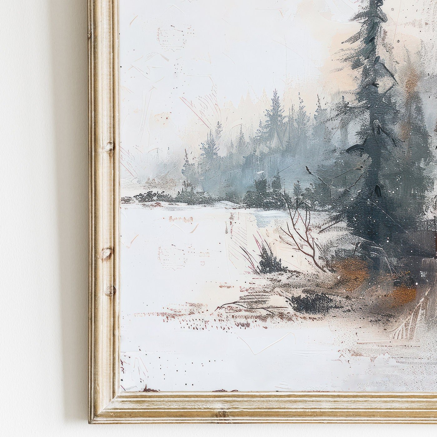 Vintage Forest Print, Autumn Landscape Wall Art, Rustic Decor - WildfieldPrints
