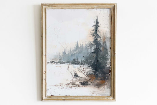 Vintage Forest Print, Autumn Landscape Wall Art, Rustic Decor - WildfieldPrints